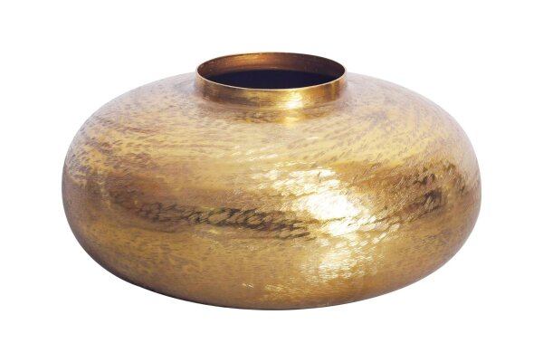 Deko Vase Metall in Gold Ø 35 cm Orientalisch Hammerschlag