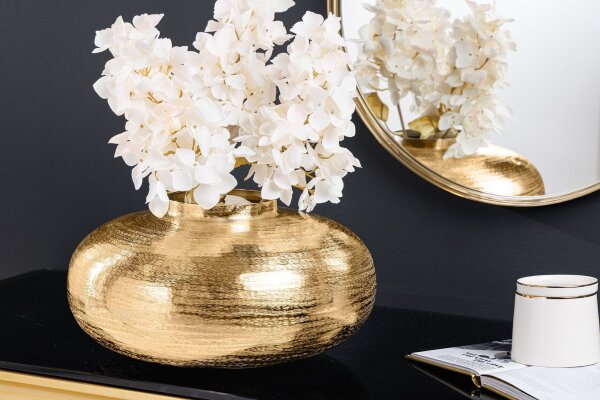 Deko Vase Metall in Gold Ø 35 cm Orientalisch Hammerschlag