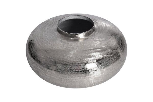 Dekovase Metall in Silber Ø 35 cm Orientalisch Hammerschlag