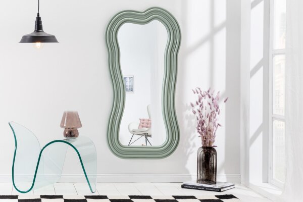 Wand Spiegel groß H: 100 cm asymmetrischer Rahmen Grün