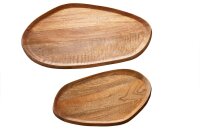 Tablett 2er Set Handarbeit Mangoholz massiv KARIMIA