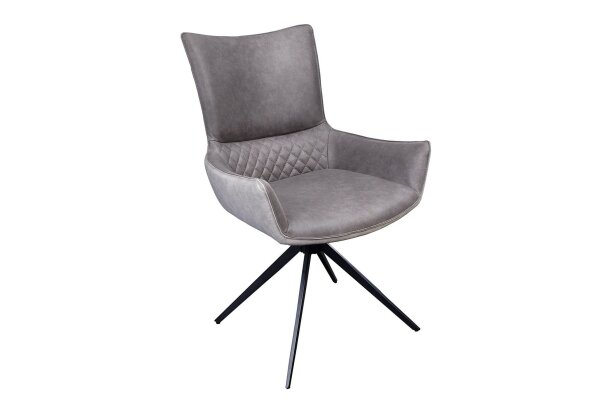 Bürostuhl Stoff Metall Retro ohne Rollen Grau Schwarz