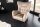 Ohrensessel Samt Beige Creme mit Armlehne Chesterfield