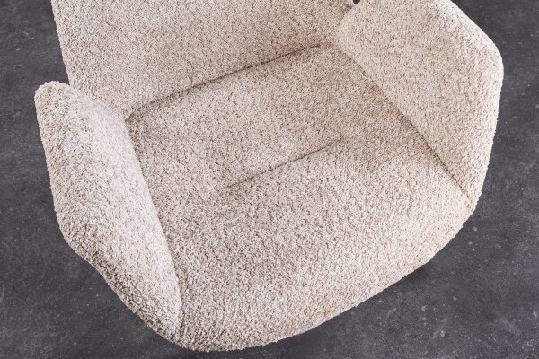 Esszimmerstuhl Bouclé Holz in Beige Natur Skandinavisch