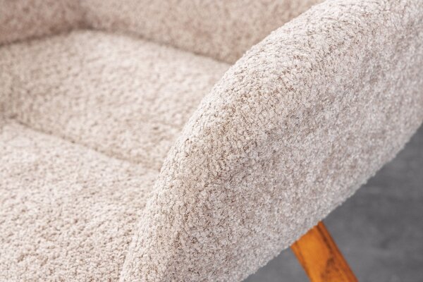Esszimmerstuhl Bouclé Holz in Beige Natur Skandinavisch
