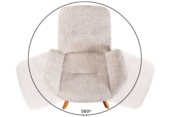 Esszimmerstuhl Bouclé Holz in Beige Natur Skandinavisch