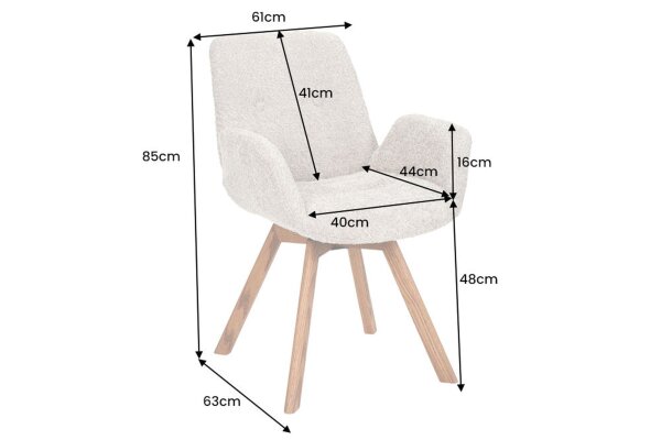 Esszimmerstuhl Bouclé Holz in Beige Natur Skandinavisch