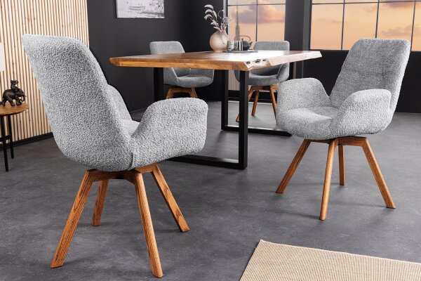 Esszimmerstuhl Grau Skandinavisch aus Bouclé Holz