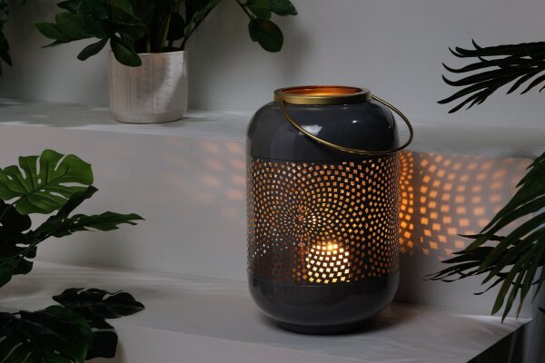 Kerzenhalter H: 30 cm Handarbeit Eisen in Grau Gold