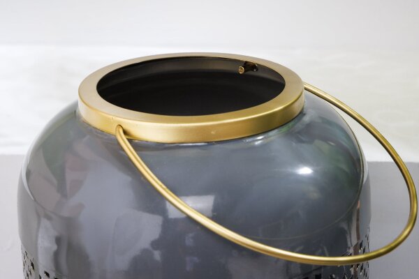Kerzenhalter H: 30 cm Handarbeit Eisen in Grau Gold