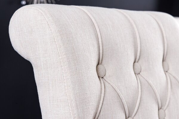 Esszimmerstuhl Beige Schwarz Chesterfield Stoff Holz
