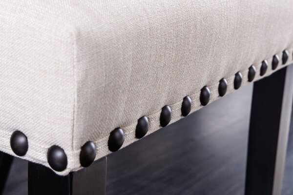 Esszimmerstuhl Beige Schwarz Chesterfield Stoff Holz