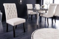 Esszimmerstuhl Beige Schwarz Chesterfield Stoff Holz