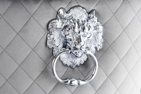 Barstuhl mit Lehne Samt Edelstahl in Grau Silber Chesterfield