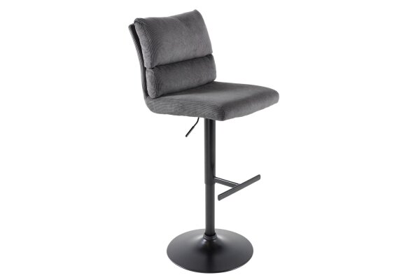 Barstuhl höhenverstellbar Cord Metall Grau Schwarz drehbar