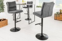 Barstuhl höhenverstellbar Cord Metall Grau Schwarz...