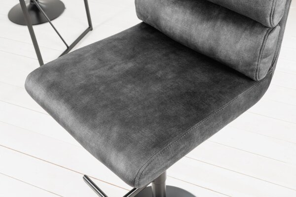 Barhocker höhenverstellbar drehbar Samt Grau Schwarz