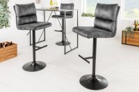 Barhocker höhenverstellbar drehbar Samt Grau Schwarz