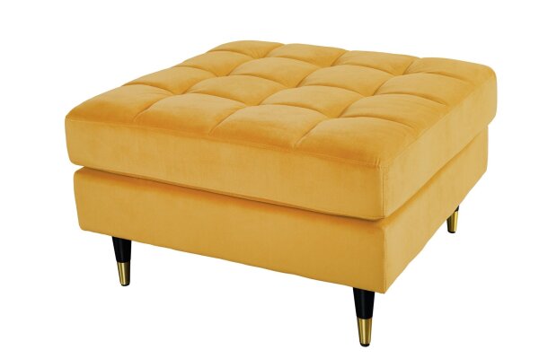 Polsterhocker Gelb B: 80 cm Ziersteppung Retro Samt