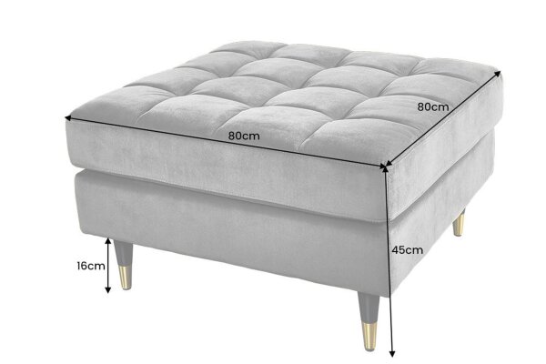 Polsterhocker Gelb B: 80 cm Ziersteppung Retro Samt