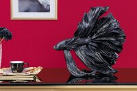Dekostatue Schwarz H: 36 cm Polyresin Kampffisch