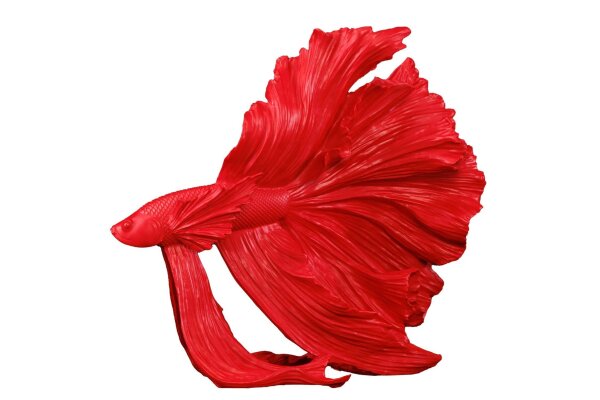 Deko Statue Kampffisch Polyresin H: 36 cm Rot