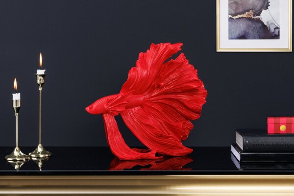 Deko Statue Kampffisch Polyresin H: 36 cm Rot