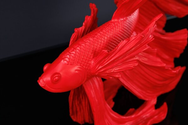 Deko Statue Kampffisch Polyresin H: 36 cm Rot