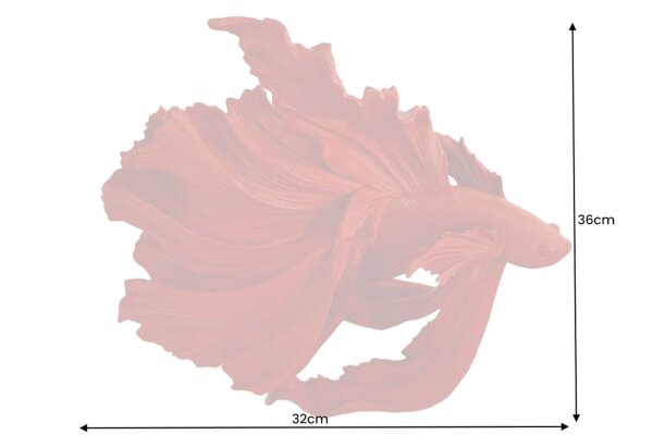 Deko Statue Kampffisch Polyresin H: 36 cm Rot