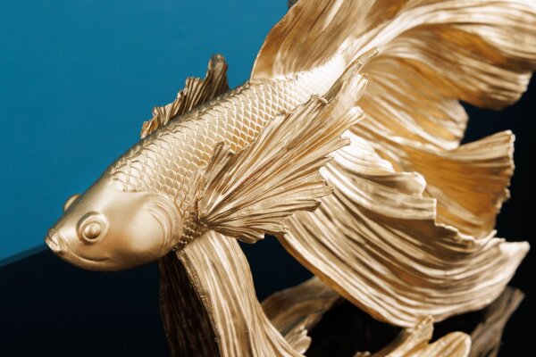 Dekostatue Polyresin in Gold Kampffisch H: 36 cm