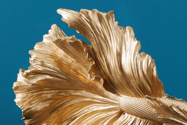Dekostatue Polyresin in Gold Kampffisch H: 36 cm