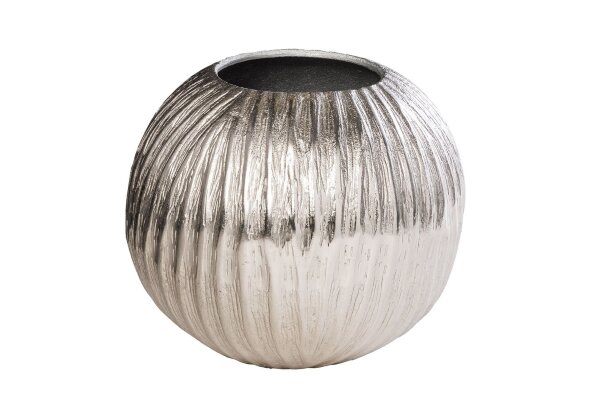 Dekovase rund Ø 24 cm in Silber Handarbeit Hammerschlag Unikat