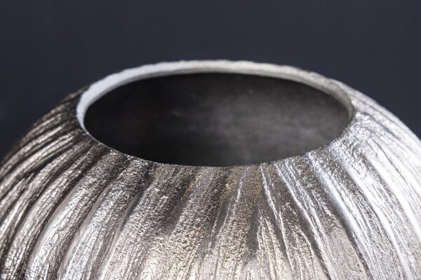 Dekovase rund Ø 24 cm in Silber Handarbeit Hammerschlag Unikat