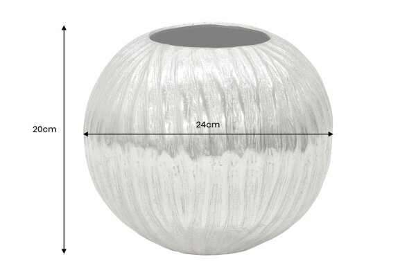 Dekovase rund Ø 24 cm in Silber Handarbeit Hammerschlag Unikat