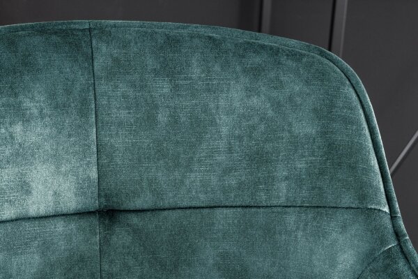 Barhocker mit Lehne Retro in Petrol Schwarz aus Samt Metall