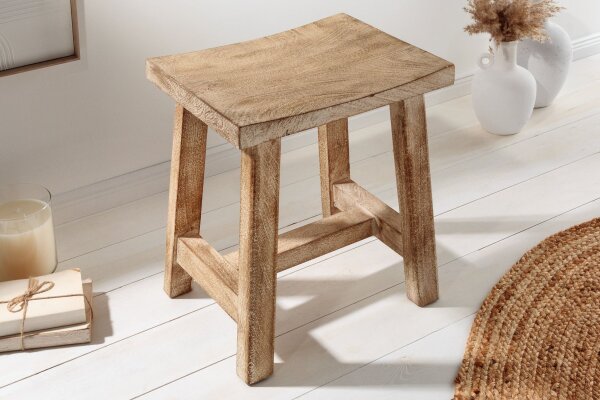 Sitzhocker Holz massiv gebogene Sitzfläche Shabby Chic