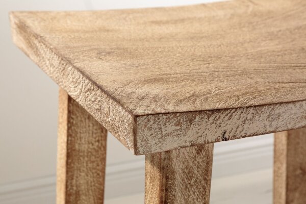 Sitzhocker Holz massiv gebogene Sitzfläche Shabby Chic