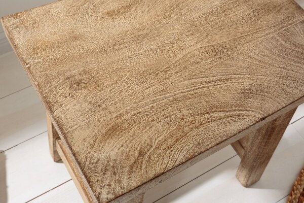 Sitzhocker Holz massiv gebogene Sitzfläche Shabby Chic