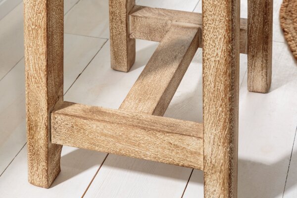 Sitzhocker Holz massiv gebogene Sitzfläche Shabby Chic