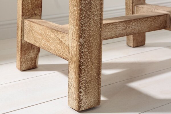 Sitzhocker Holz massiv gebogene Sitzfläche Shabby Chic