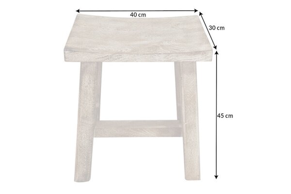Sitzhocker Holz massiv gebogene Sitzfläche Shabby Chic