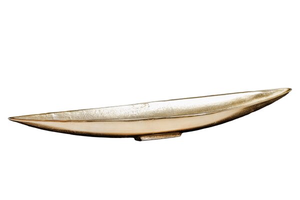 Dekoschale länglich 82 cm lang aus Metall in Gold Handarbeit