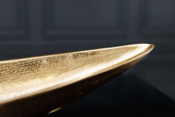 Dekoschale länglich 82 cm lang aus Metall in Gold Handarbeit
