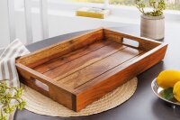 Tablett Holz Sheesham 29 x 44 cm mit Griffen Unikat