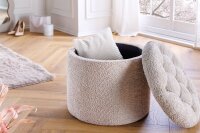 Pouf mit Stauraum Ø 50 cm H: 43 cm Bouclé...