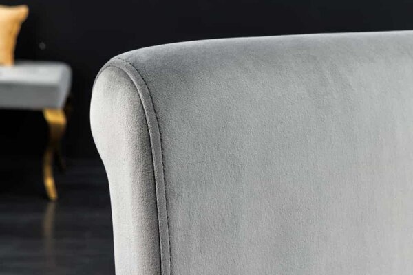Esszimmerstuhl Samt Edelstahl Barock Design in Grau Gold