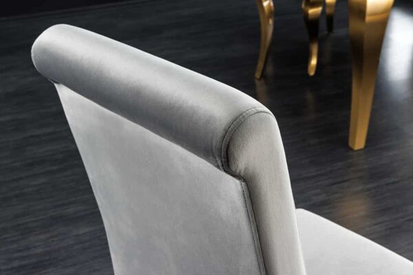 Esszimmerstuhl Samt Edelstahl Barock Design in Grau Gold