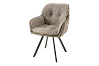 Bürostuhl ohne Rollen aus Stoff Metall in Taupe Schwarz