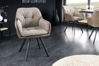 Bürostuhl ohne Rollen aus Stoff Metall in Taupe Schwarz