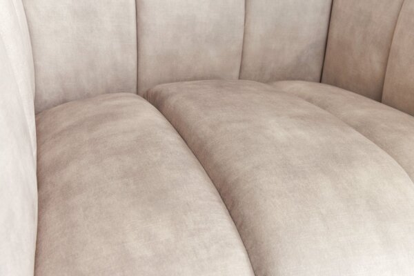 Samtsessel Beige Creme 105 cm breit Ziernähte Retro